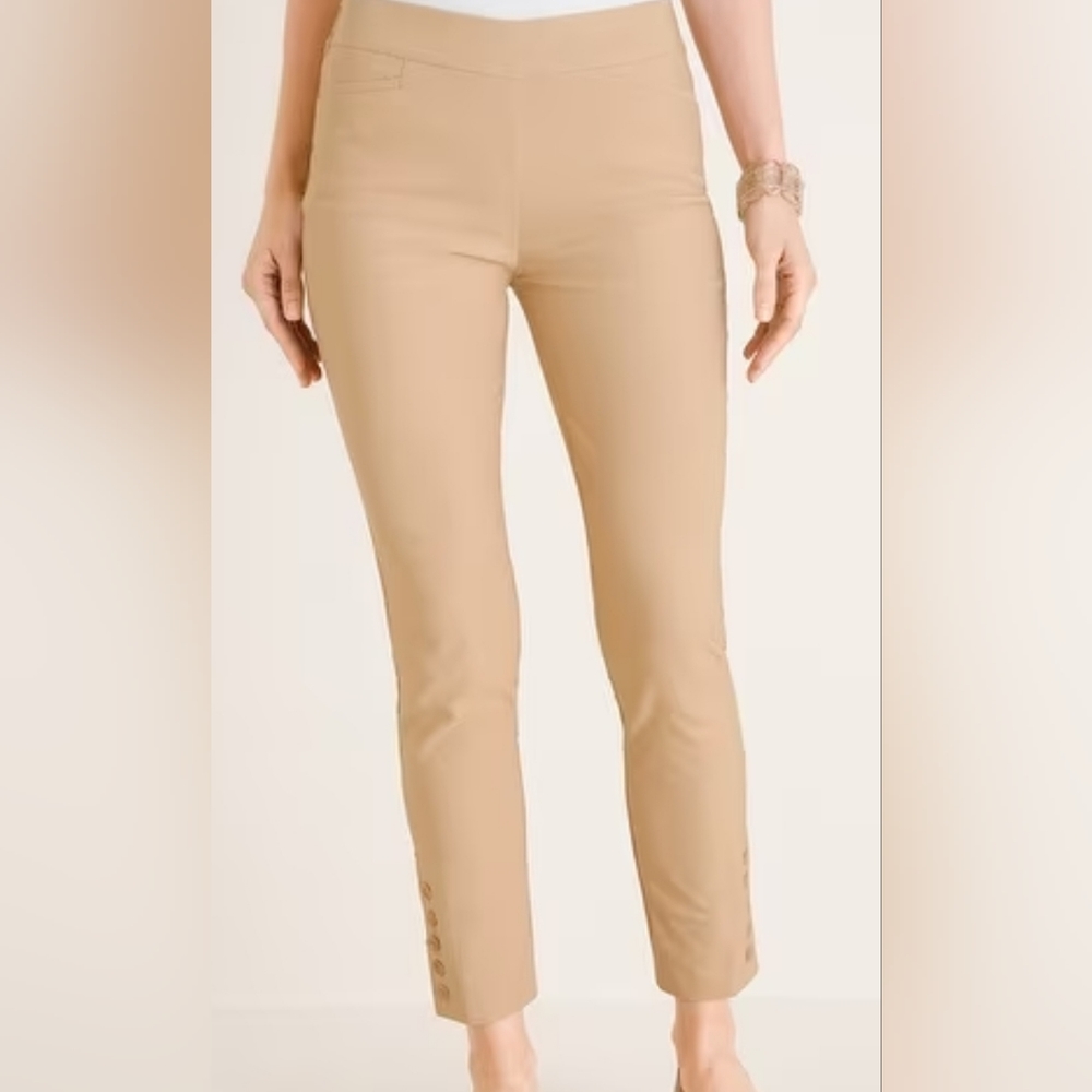 Chico's NWOT Khaki So Slimming Brigitte Button-Hem Slim Ankle Pants